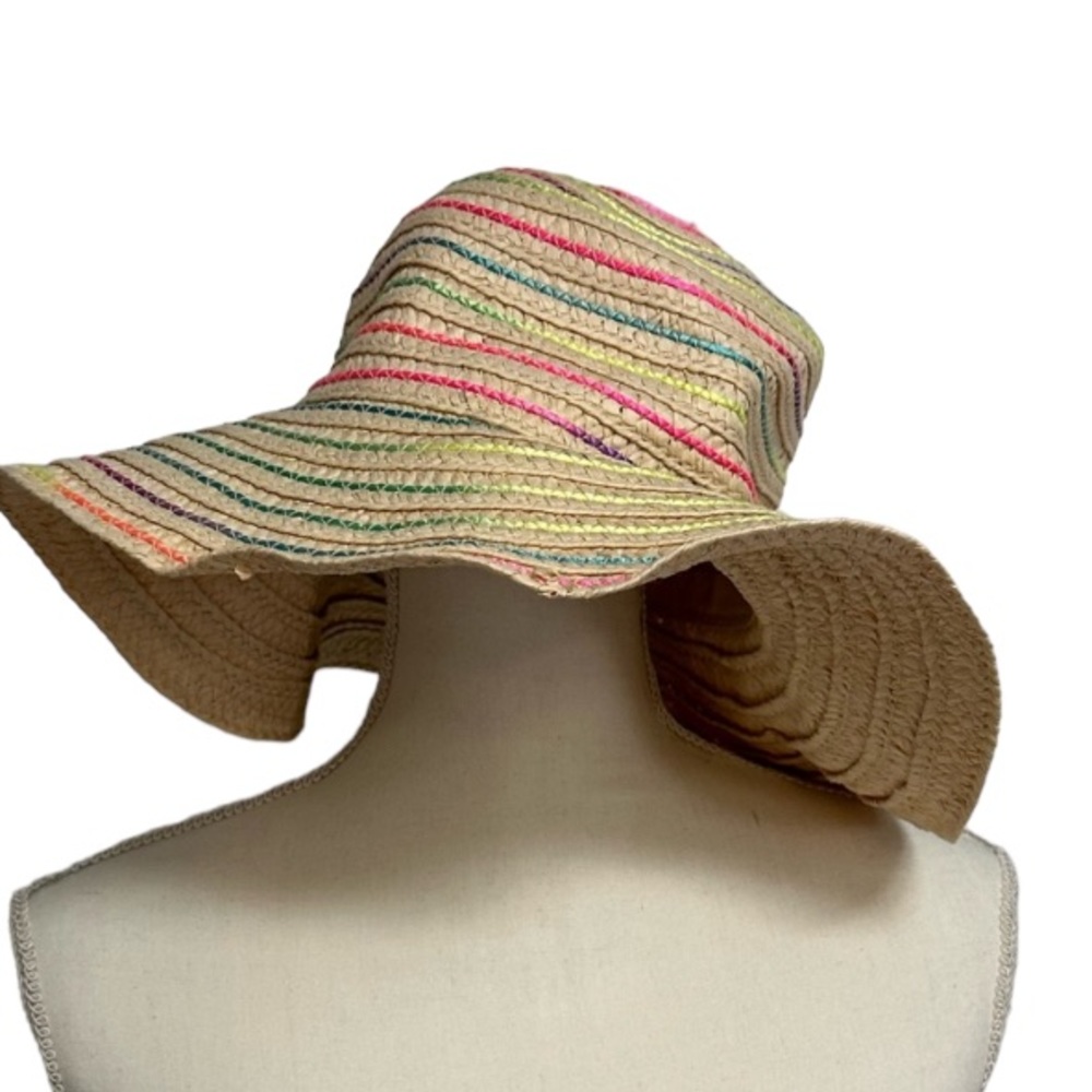 Multicolor Striped Wide-Brim Sun Hat